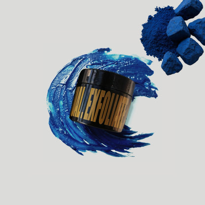 Exfoliating Jar of infused Nila Indigo Powder with Premium Moroccan Black Soap